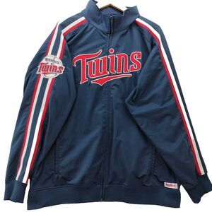 Minnesota Twins Jacket Mens XL Blue Stitches Full Zip Embroidered Spellout Patch